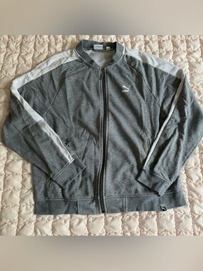 Women’s Puma Grey Track Jacket with White Stripe